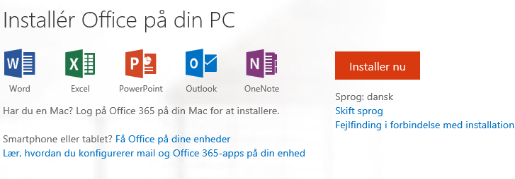 Installer Officepakke - Office 365 til skoler